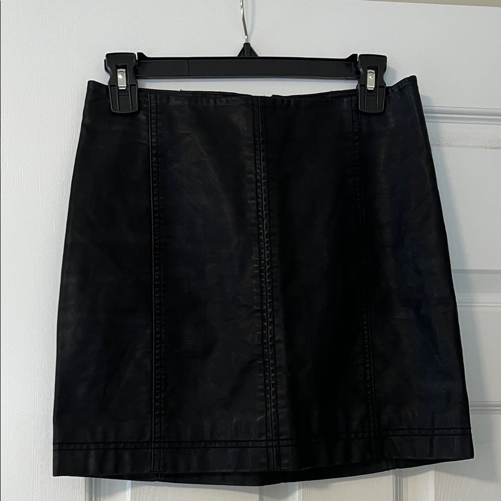 Free People Black Faux Leather Mini Skirt